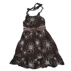 Rare Too Girls Brown Floral Halter Skater Dress Size 4T